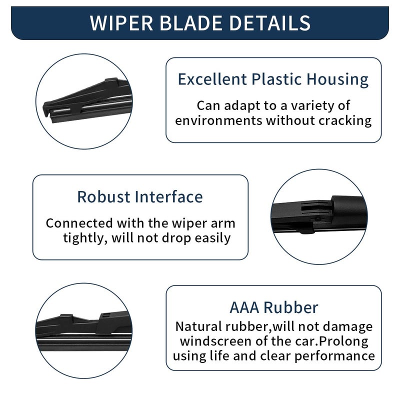 ASLAM Rear Wiper Blade,ASLAM Rear Windshield Wiper Blades Type-E 12P for Scion XB 2004-2006,Exact Fit(Pack of 2) - Image 3